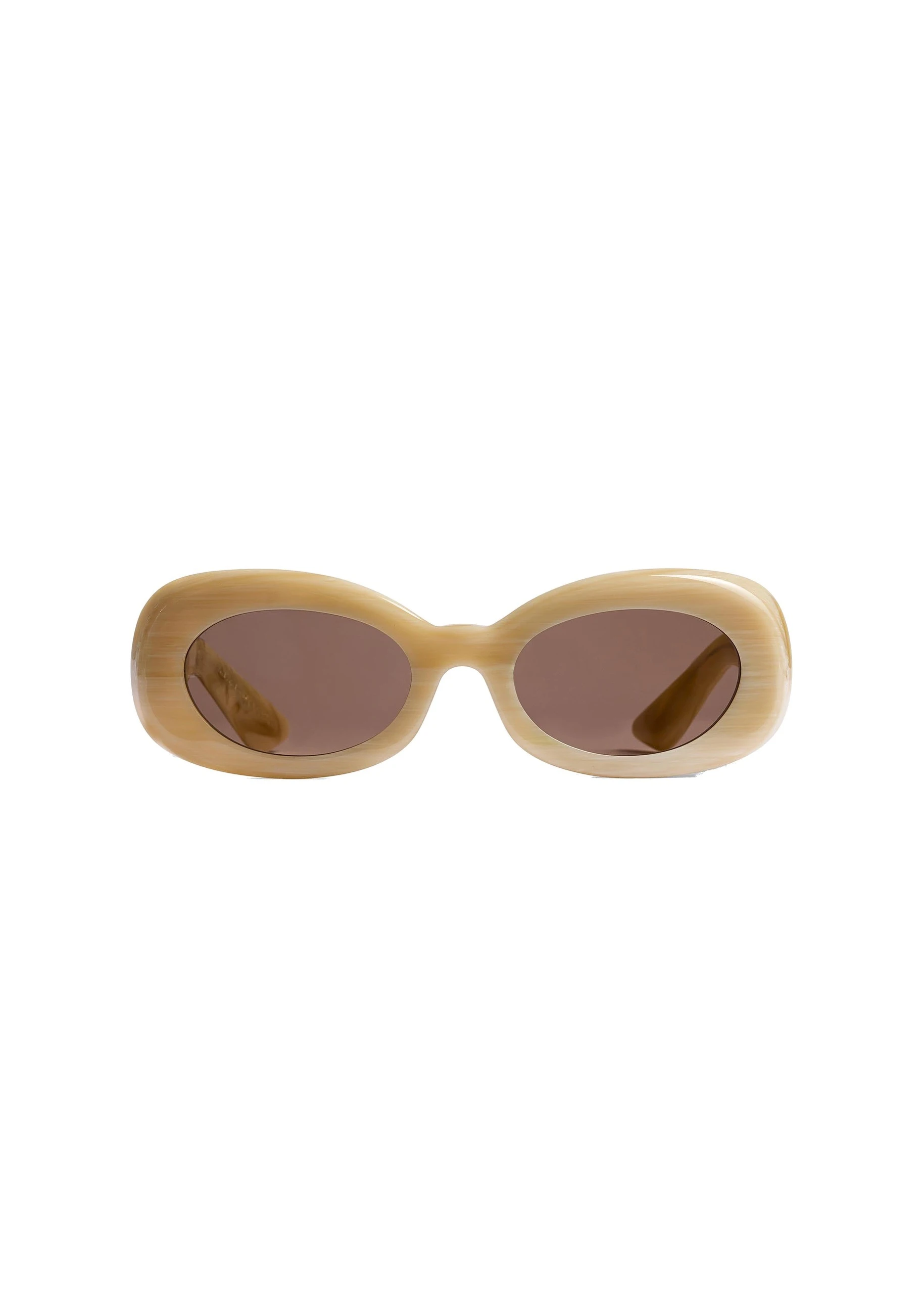 Khaite x Oliver Peoples 1992C Sunglasses in Beige Silk and Brown | Buy Sunglasses at Luxury Shoes Khaite Oliver Peoples 1992C Sunglasses in Beige Silk and Brown