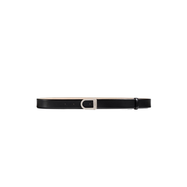Khaite Saddle Belt in Black Leather with Silver