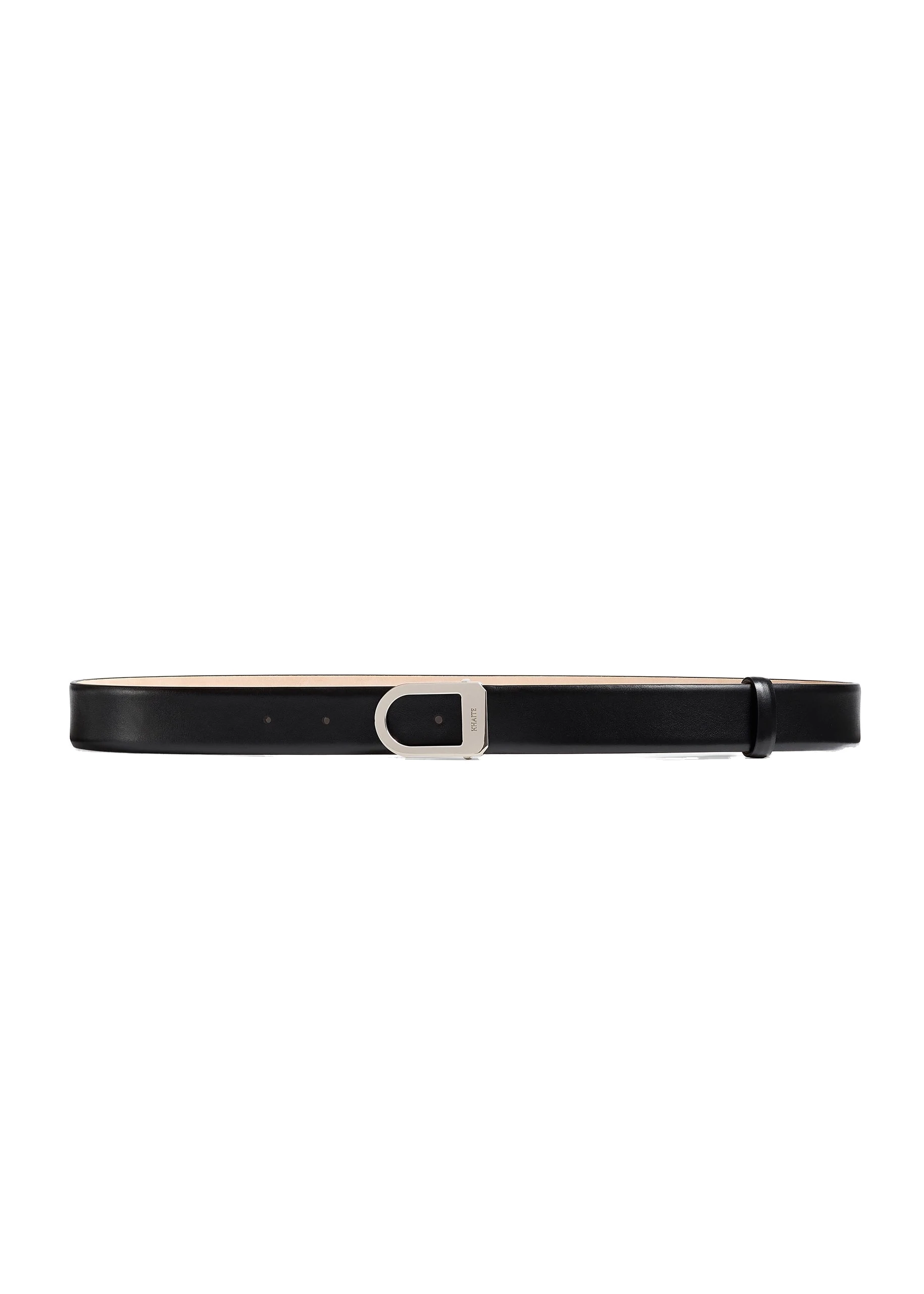 Khaite Saddle Belt in Black Leather with Silver | Buy Accessories at Luxury Shoes Khaite Saddle Belt in Black Leather with Silver