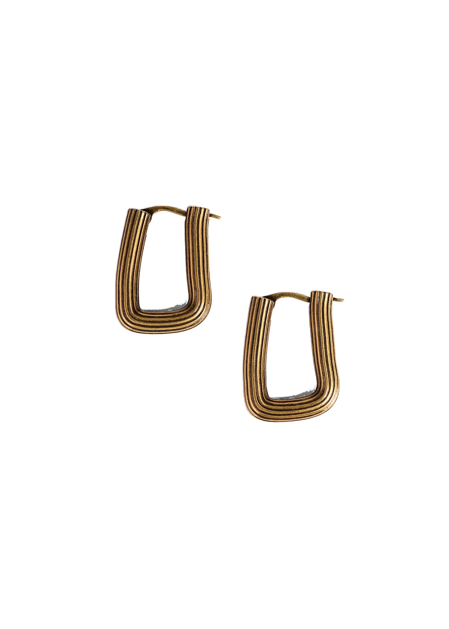 Khaite Santa Fe Rectangular Earrings in Antique Gold | Buy Jewelry at Luxury Shoes Khaite Santa Fe Rectangular Earrings in Antique Gold