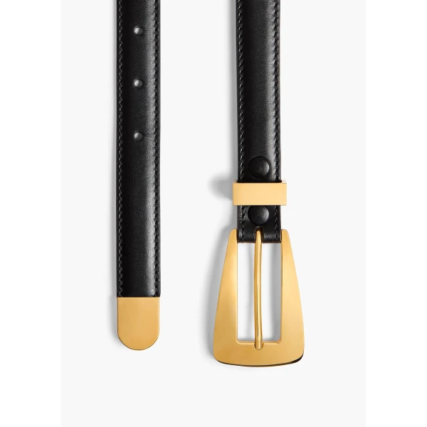 Small Lucca Belt in Black Leather with Gold - Image 2