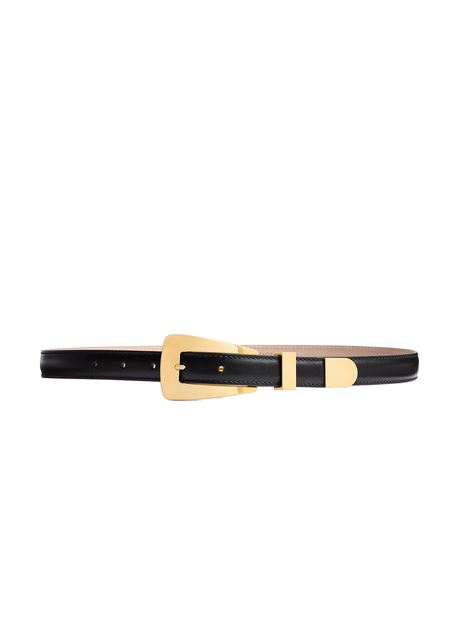 Khaite Small Lucca Belt in Black Leather with Gold | Buy Accessories at Luxury Shoes Khaite Small Lucca Belt in Black Leather with Gold