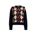 Khaite Timi Embroidery Sweater in Navy Multi | Knitwear | Luxury Shoes 