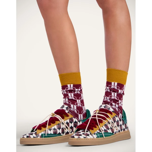 La DoubleJ All Time Socks in La DoubleJ Monogram Bordeaux at Luxury Shoes 