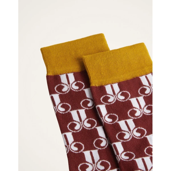 La DoubleJ All Time Socks in La DoubleJ Monogram Bordeaux at Luxury Shoes 