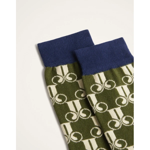 La DoubleJ All Time Socks in La DoubleJ Monogram Military Green at Luxury Shoes 