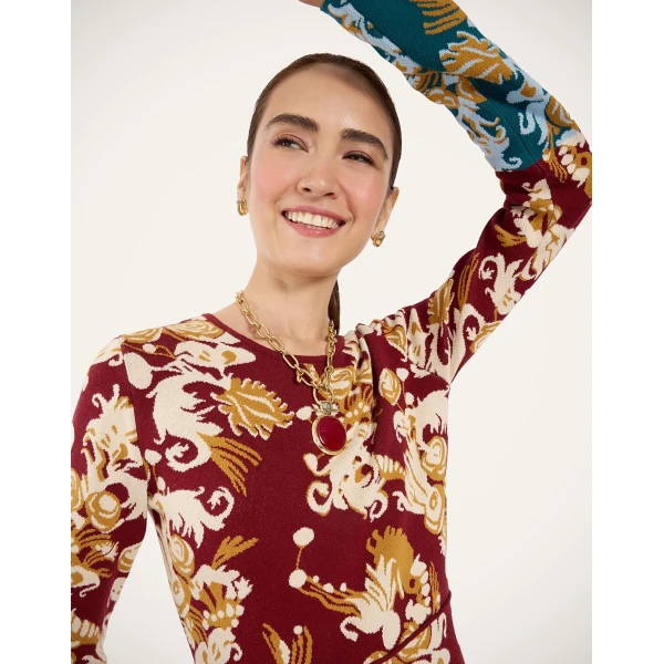 La DoubleJ Bee Dress in Coven Burgundy at Luxury Shoes 