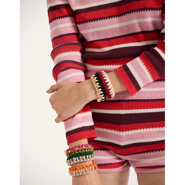 La DoubleJ Better Together Bracelet in Bicolor Orange & Ivory, view 5