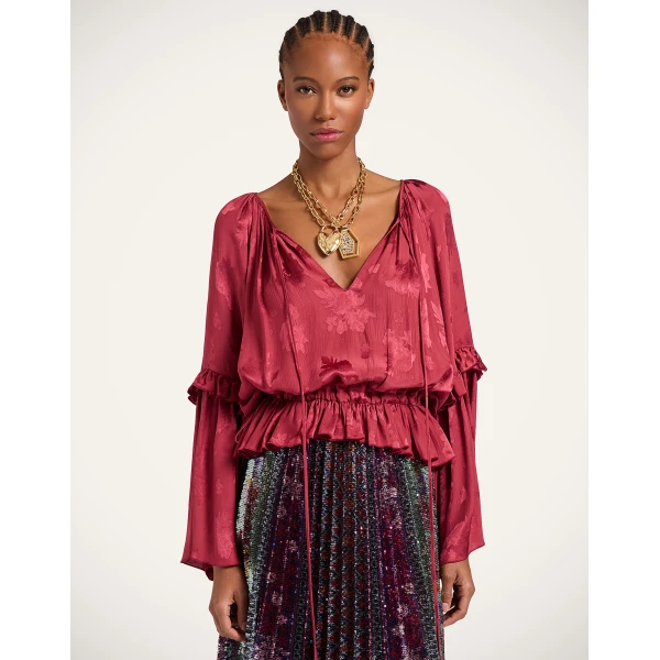 La DoubleJ Boho Blouse in Brick Red, view 2