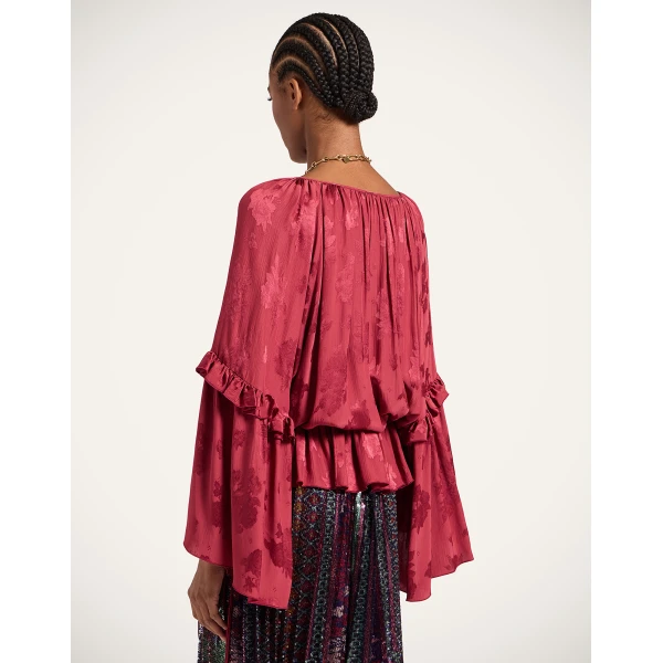 La DoubleJ Boho Blouse in Brick Red, view 3