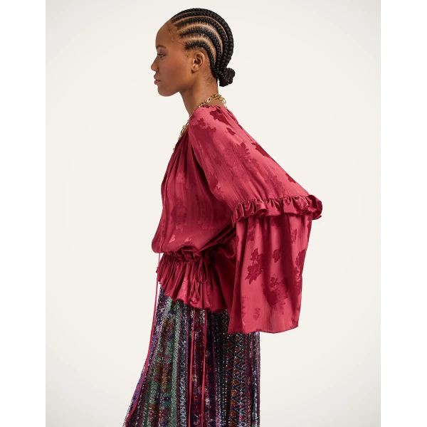 La DoubleJ Boho Blouse in Brick Red, view 4