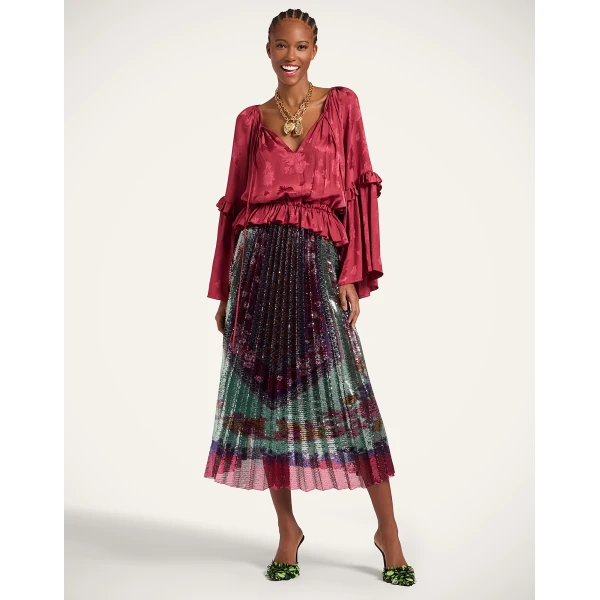La DoubleJ Boho Blouse in Brick Red, view 5