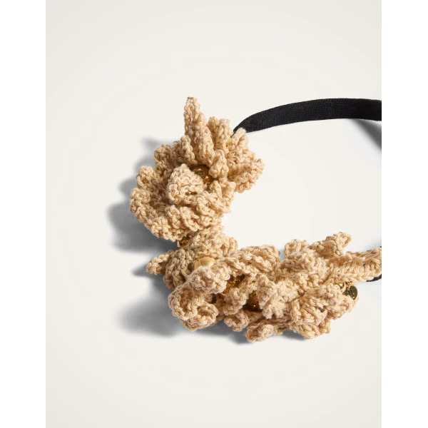 La DoubleJ Bonanza Choker in Beige Cotton Crochet at Luxury Shoes 