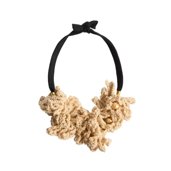 Bonanza Choker in Beige Cotton Crochet