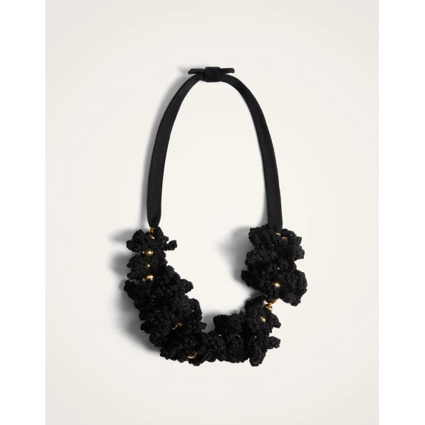 La DoubleJ Bonanza Choker in Black Cotton Crochet at Luxury Shoes 