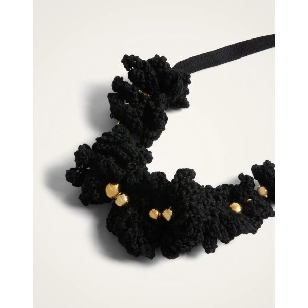 La DoubleJ Bonanza Choker in Black Cotton Crochet at Luxury Shoes 
