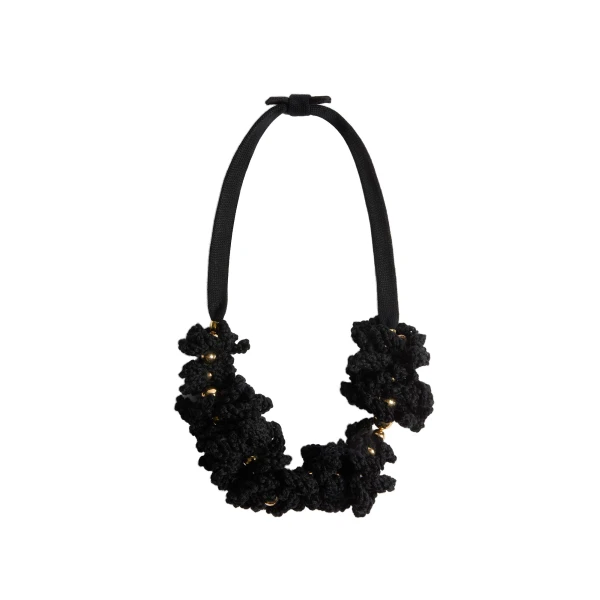 La DoubleJ Bonanza Choker in Black Cotton Crochet at Luxury Shoes 