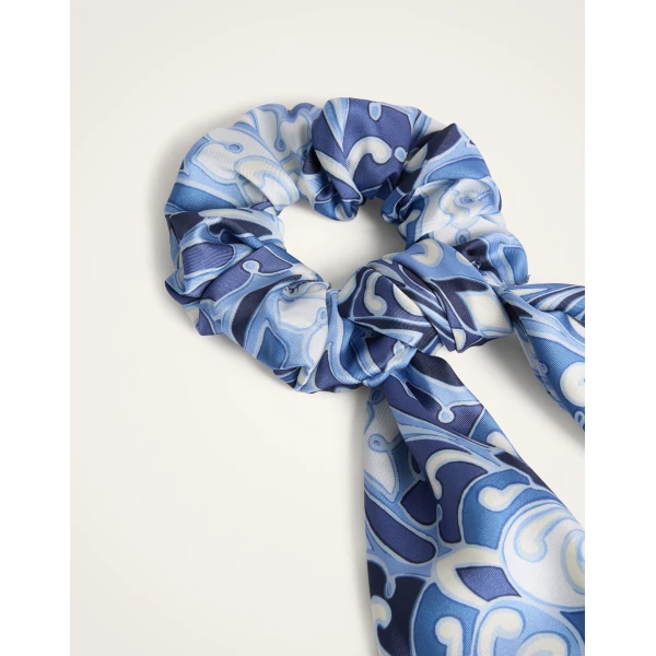 La DoubleJ Bow Scrunchie in Cocoon Blue at Luxury Shoes 