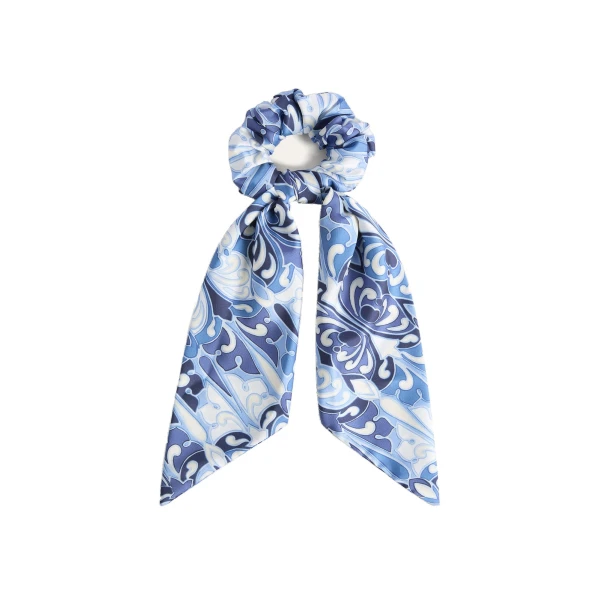 La DoubleJ Bow Scrunchie in Cocoon Blue at Luxury Shoes 