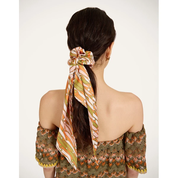 La DoubleJ Bow Scrunchie in Smarties Orange at Luxury Shoes 