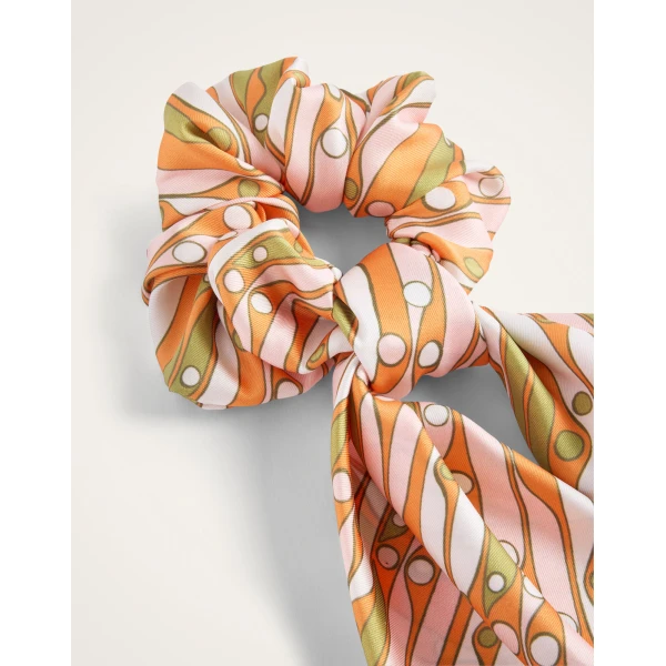 La DoubleJ Bow Scrunchie in Smarties Orange at Luxury Shoes 