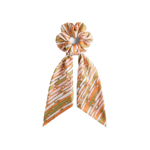 La DoubleJ Bow Scrunchie in Smarties Orange at Luxury Shoes 
