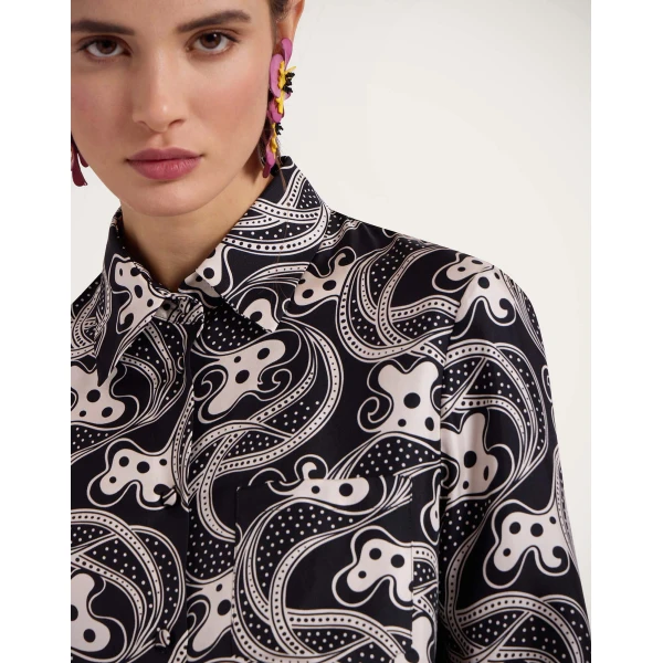 La DoubleJ Boy Shirt in Aperol Black & White, view 5