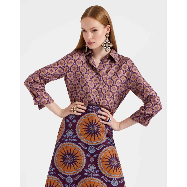 La DoubleJ Boy Shirt in Sovereign Mini Purple, view 2