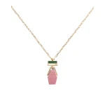 La DoubleJ Bridge Portal Necklace in 24K Gold Plate & Thulite at Luxury Shoes La DoubleJ Bridge Portal Necklace in 24K Gold Plate & Thulite at Luxury Shoes