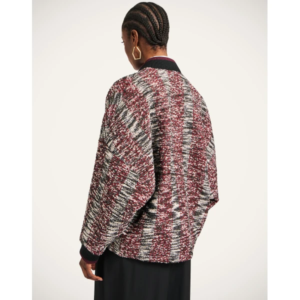 La DoubleJ Brooklyn Bomber in Multicolor Red & Black Jacket, view 3