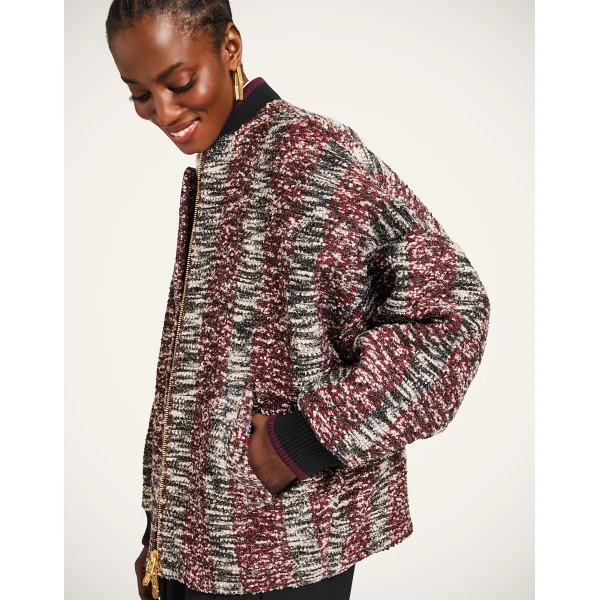La DoubleJ Brooklyn Bomber in Multicolor Red & Black Jacket, view 4