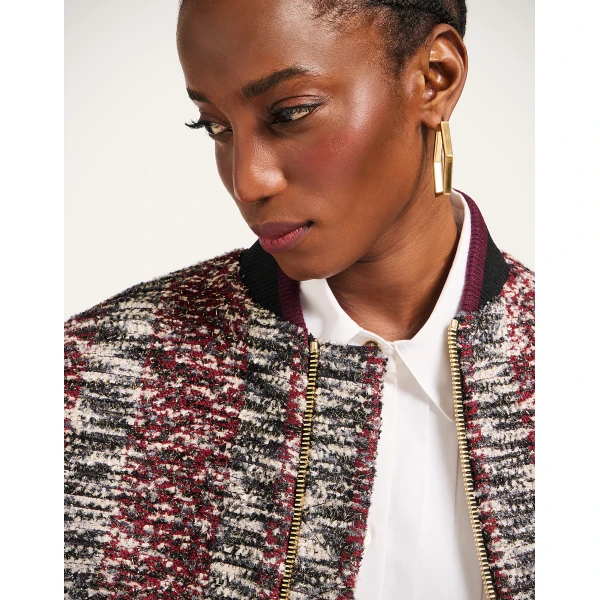 La DoubleJ Brooklyn Bomber in Multicolor Red & Black Jacket, view 6