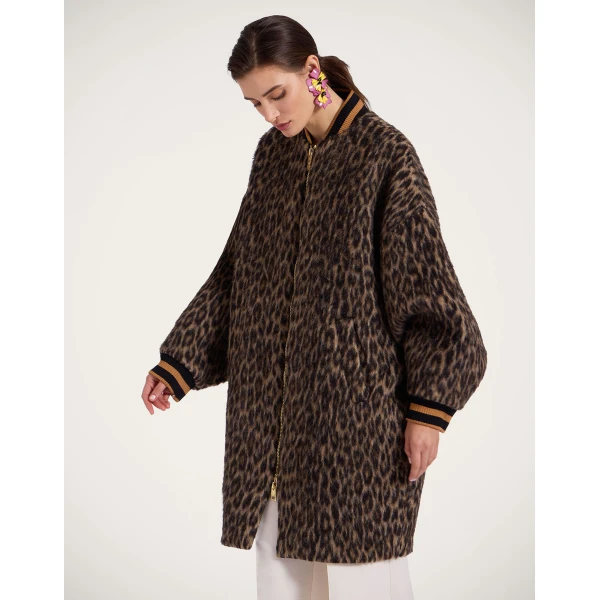La DoubleJ Brooklyn Coat in Cheetah Coating Light Beige, view 2