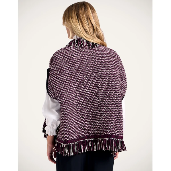 La DoubleJ Camelia Cape in Multicolor Purple & Ivory, view 3