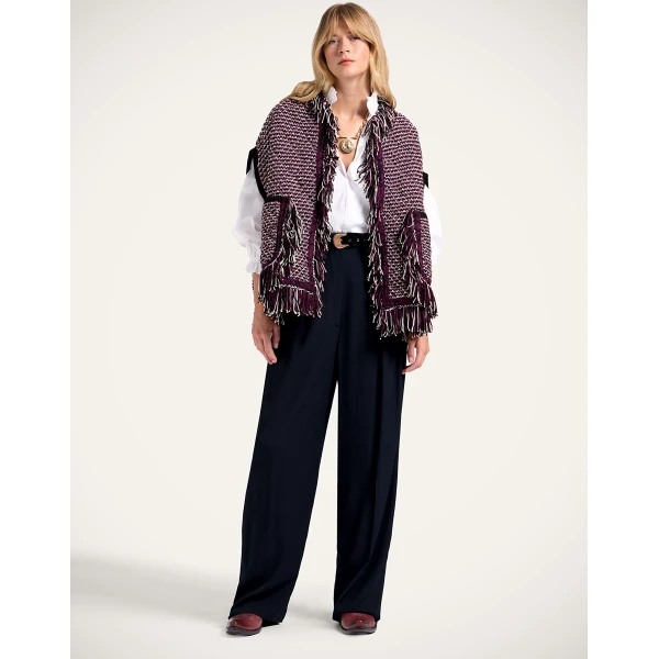 La DoubleJ Camelia Cape in Multicolor Purple & Ivory, view 5