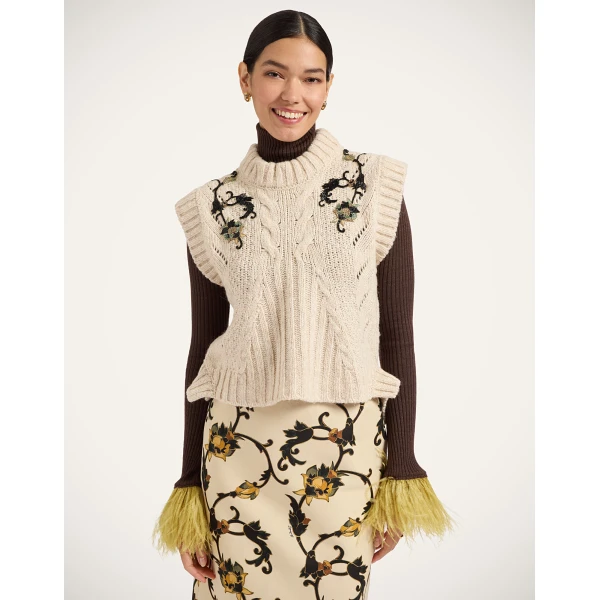 La DoubleJ Cameo Vest in Ecru at Luxury Shoes 