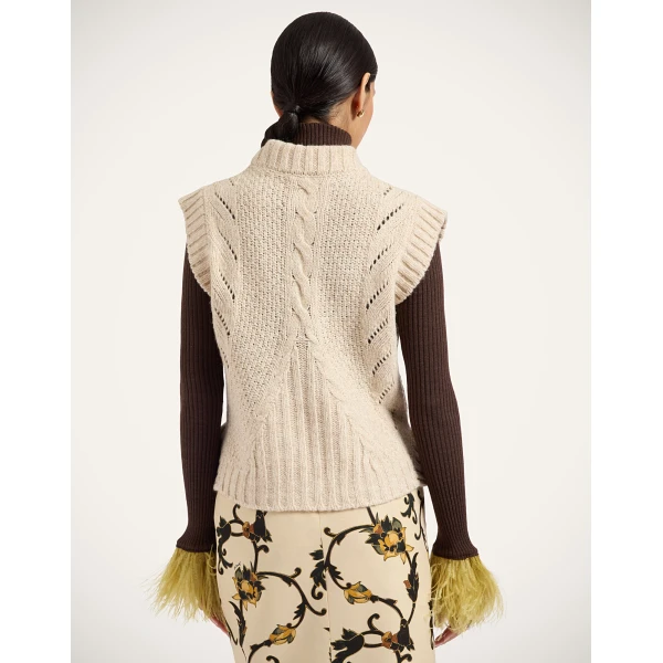 La DoubleJ Cameo Vest in Ecru at Luxury Shoes 