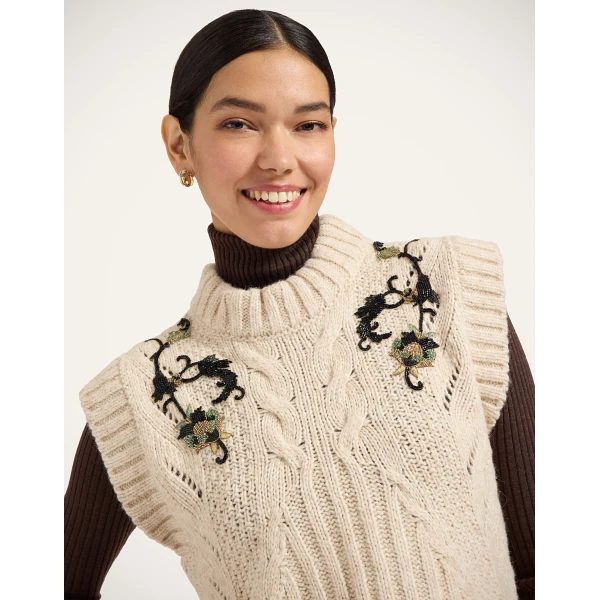 La DoubleJ Cameo Vest in Ecru at Luxury Shoes 