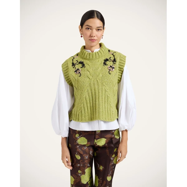 La DoubleJ Cameo Vest in Light Green at Luxury Shoes 