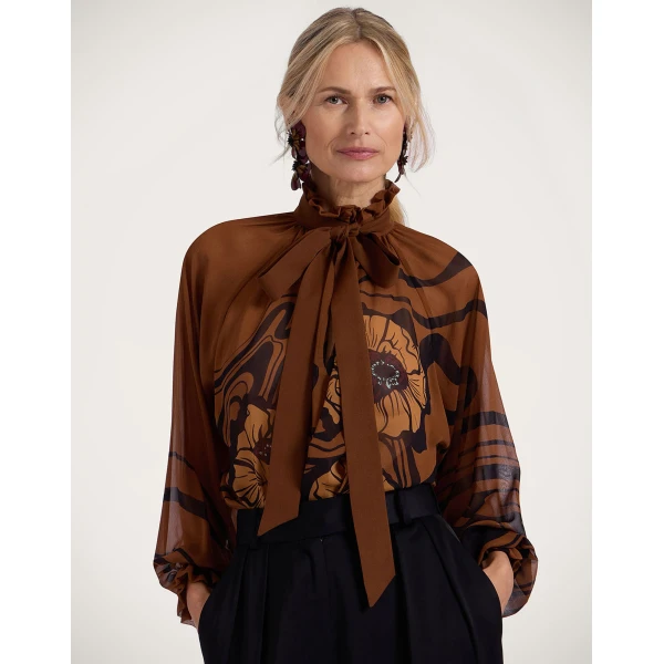 La DoubleJ Cerere Blouse in Big Blooms Brown, view 2