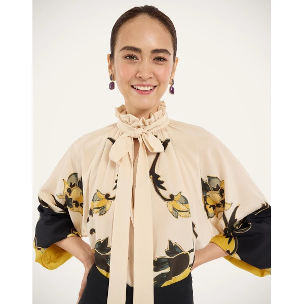 La DoubleJ Cerere Blouse in Buttercup Gold at Luxury Shoes 