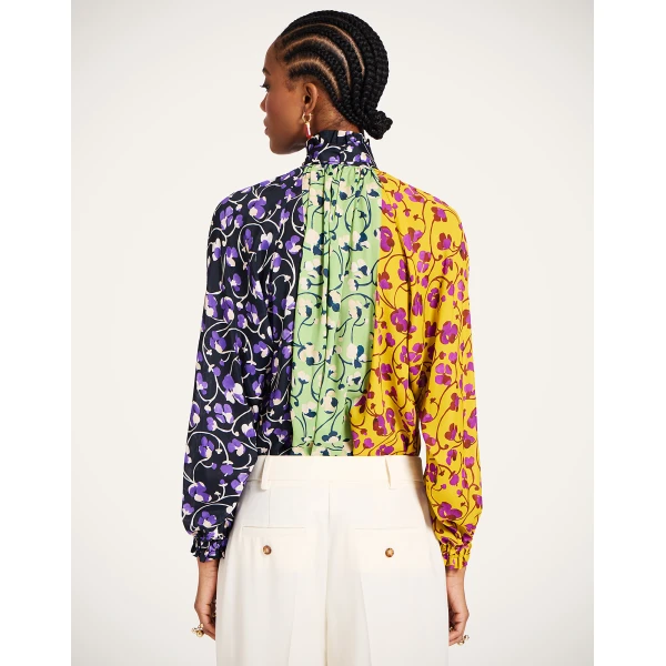 La DoubleJ Cerere Blouse in Honeysuckle Tricolor Yellow, view 3