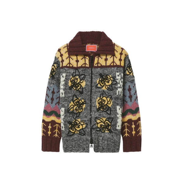 La DoubleJ Chalet Cardigan in Multicolor Grey & Yellow