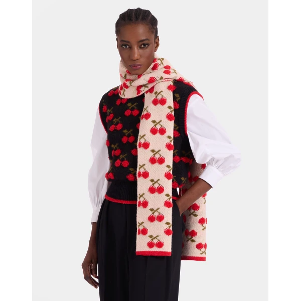 La DoubleJ Cherry Scarf in Off White at Luxury Shoes 