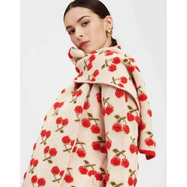 La DoubleJ Cherry Scarf in Off White at Luxury Shoes 