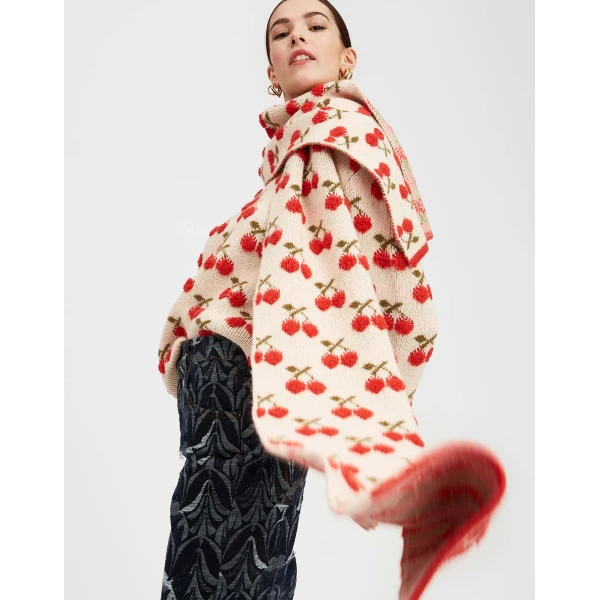 La DoubleJ Cherry Scarf in Off White at Luxury Shoes 