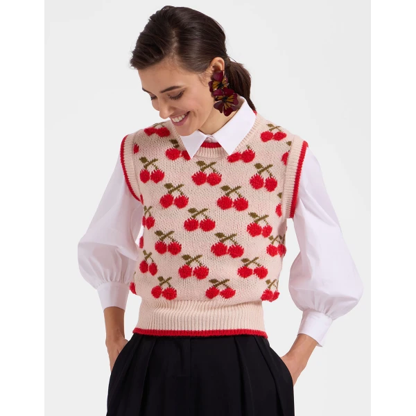 La DoubleJ Cherry Vest in Off White, view 2