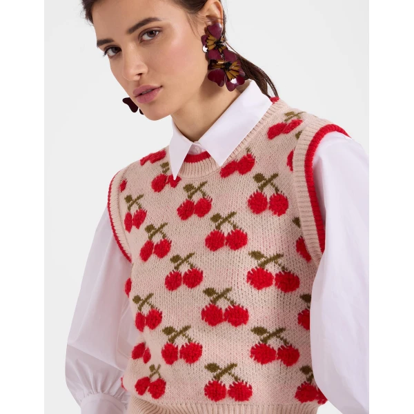 La DoubleJ Cherry Vest in Off White, view 5