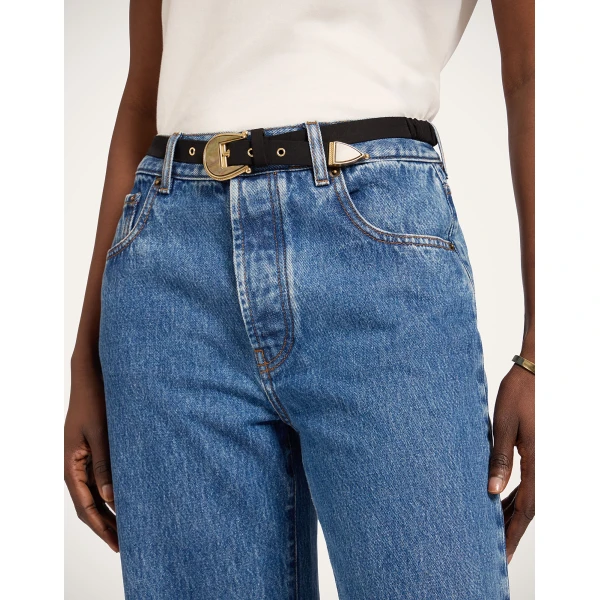 La DoubleJ Cinch Belt in Black Cotton Poplin at Luxury Shoes 