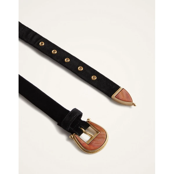 La DoubleJ Cinch Belt in Black Velvet at Luxury Shoes 